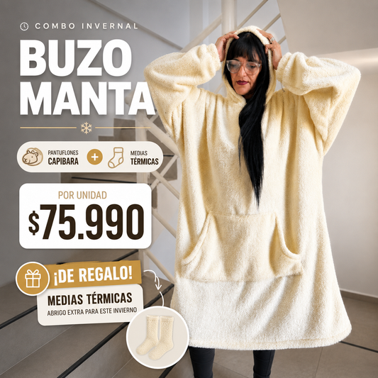 ⏰ COMBO INVERNAL : Buzo Manta + Pantuflones Capibara + Medias Térmicas Regalo